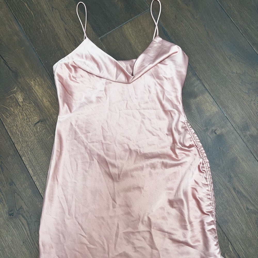 TopShop Pink Satin Ruffle Dress - Picture 3 of 4